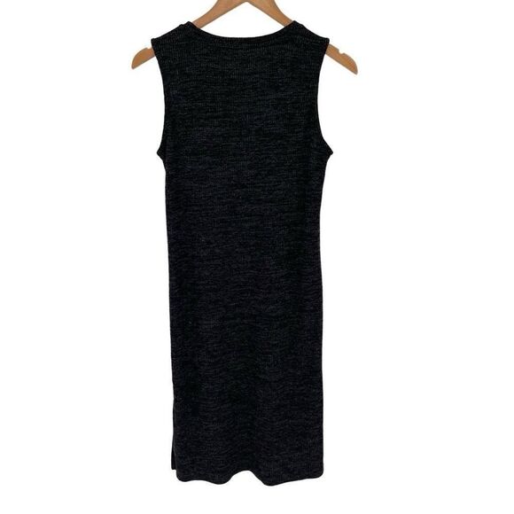 Roots Sleeveless Ribbed Knit Sheath Dress Knee Length Women Small Black Gray - Picture 5 of 9